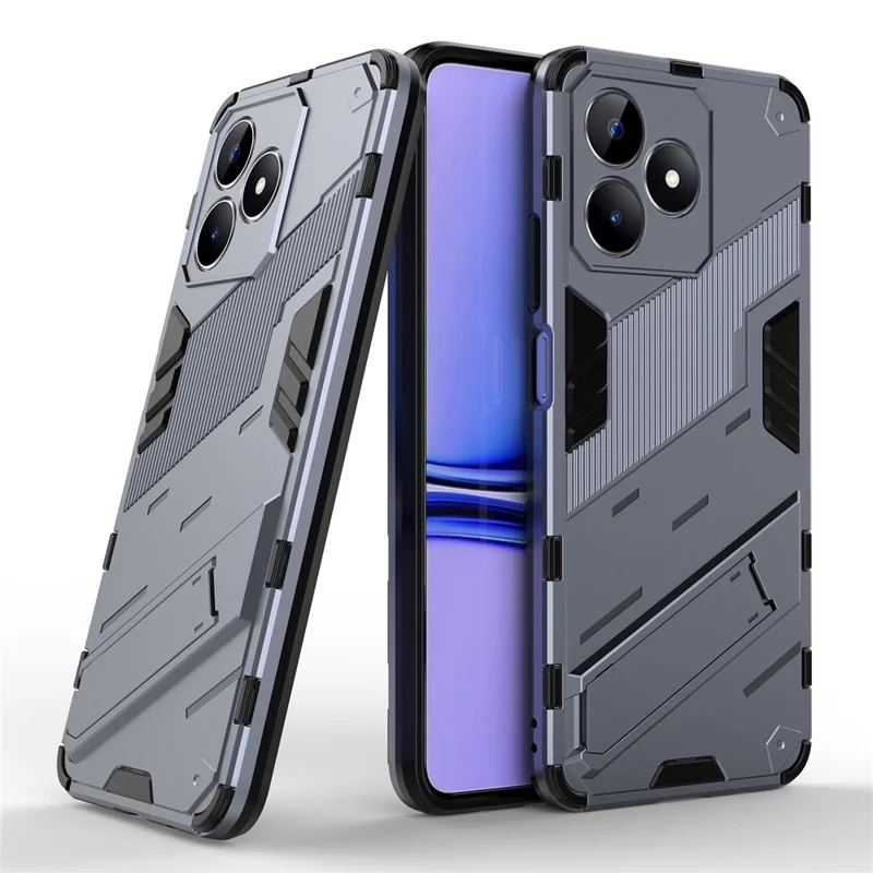 For Realme C53 (Global) / C53 (India) / C51 Kickstand Back Case PC+TPU Shockproof Phone Cover - Grey