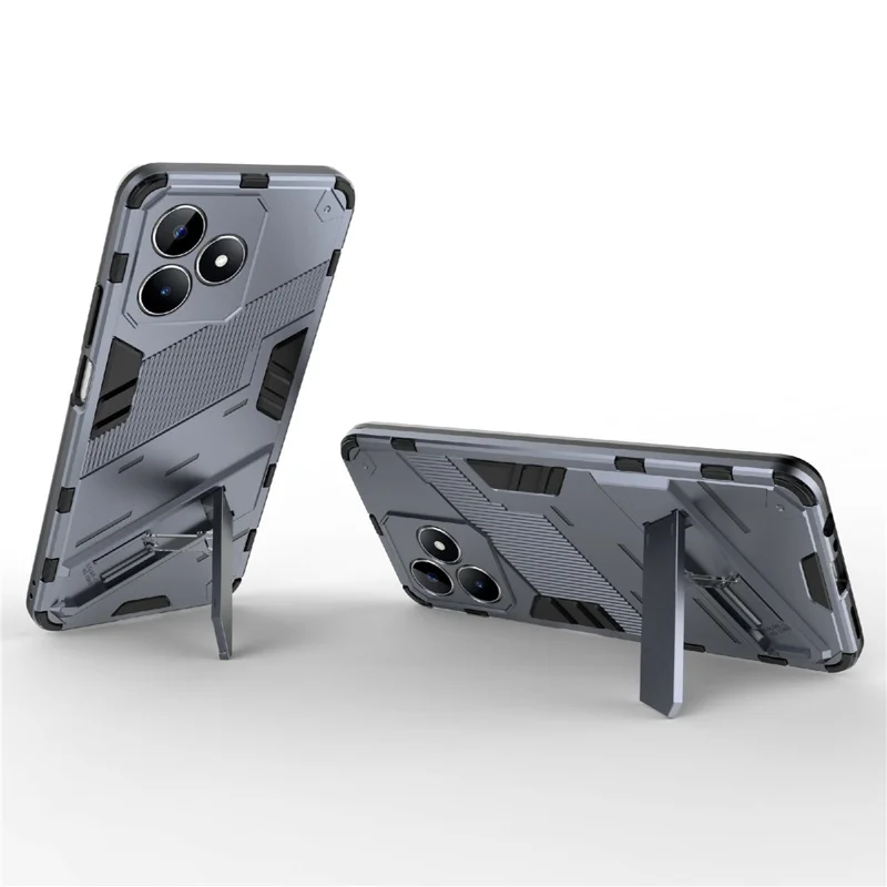 For Realme C53 (Global) / C53 (India) / C51 Kickstand Back Case PC+TPU Shockproof Phone Cover - Grey