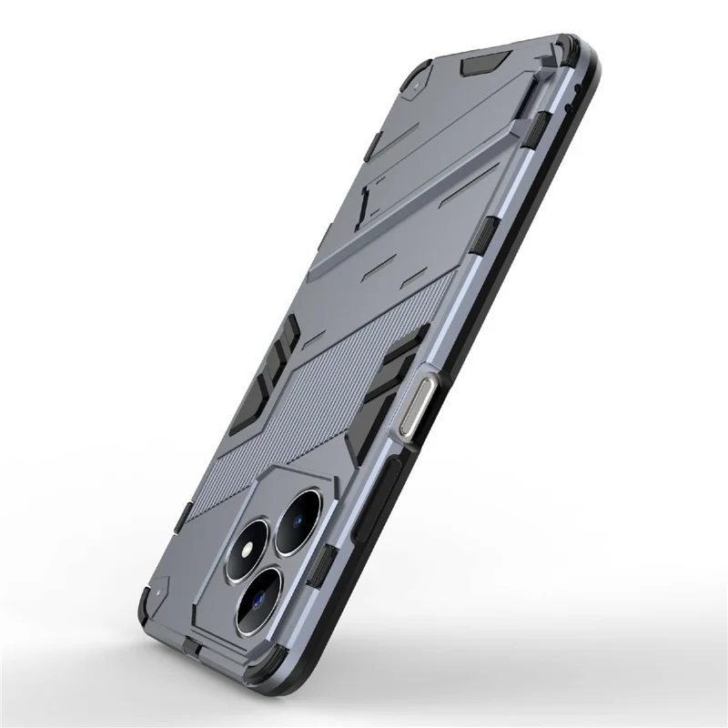 For Realme C53 (Global) / C53 (India) / C51 Kickstand Back Case PC+TPU Shockproof Phone Cover - Grey