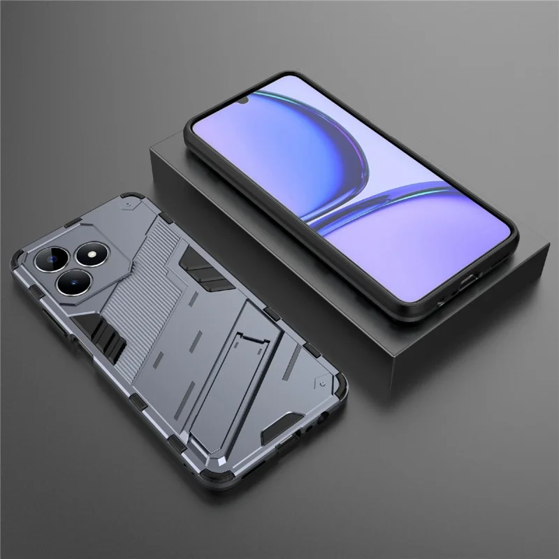 For Realme C53 (Global) / C53 (India) / C51 Kickstand Back Case PC+TPU Shockproof Phone Cover - Grey