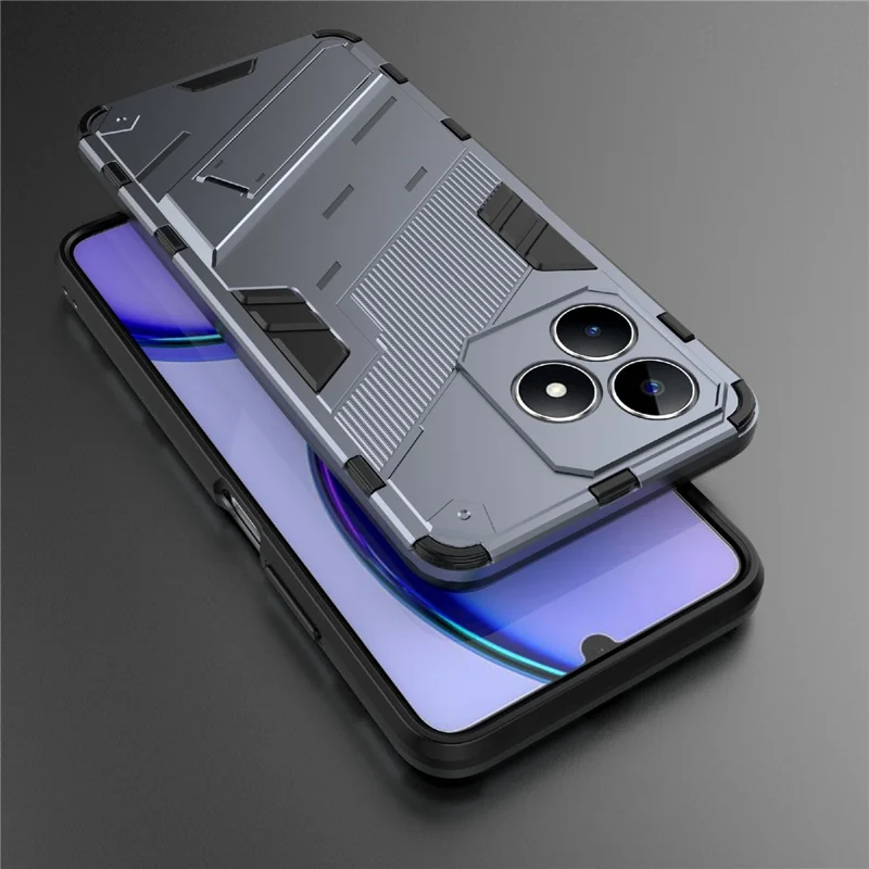 For Realme C53 (Global) / C53 (India) / C51 Kickstand Back Case PC+TPU Shockproof Phone Cover - Grey