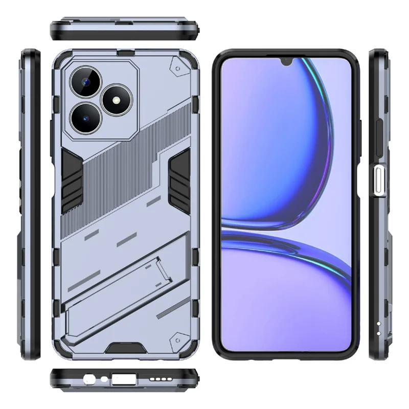 For Realme C53 (Global) / C53 (India) / C51 Kickstand Back Case PC+TPU Shockproof Phone Cover - Grey