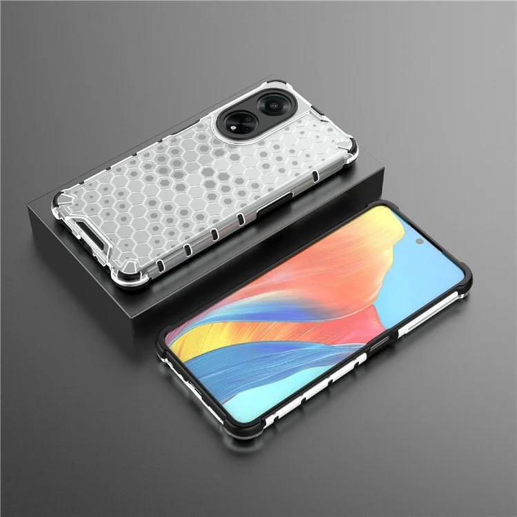 Para Oppo A98 5G Anti-queda Capa de Telefone TPU+PC Textura de Favo de Mel - Cinza