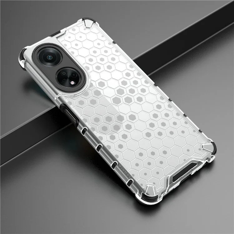 Para Oppo A98 5G Anti-queda Capa de Telefone TPU+PC Textura de Favo de Mel - Cinza