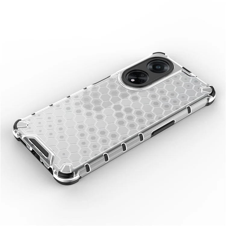 Para Oppo A98 5G Anti-queda Capa de Telefone TPU+PC Textura de Favo de Mel - Cinza