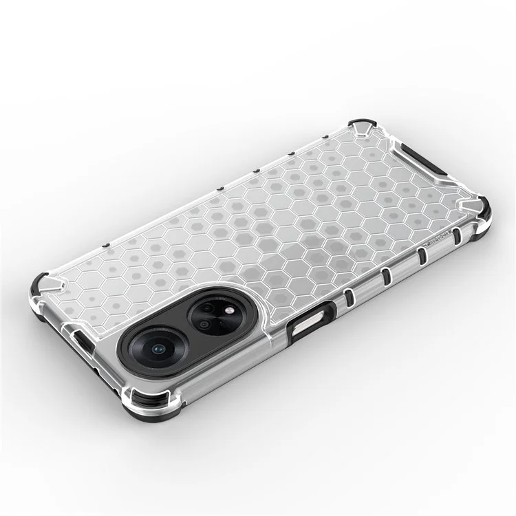 Para Oppo A98 5G Anti-queda Capa de Telefone TPU+PC Textura de Favo de Mel - Cinza