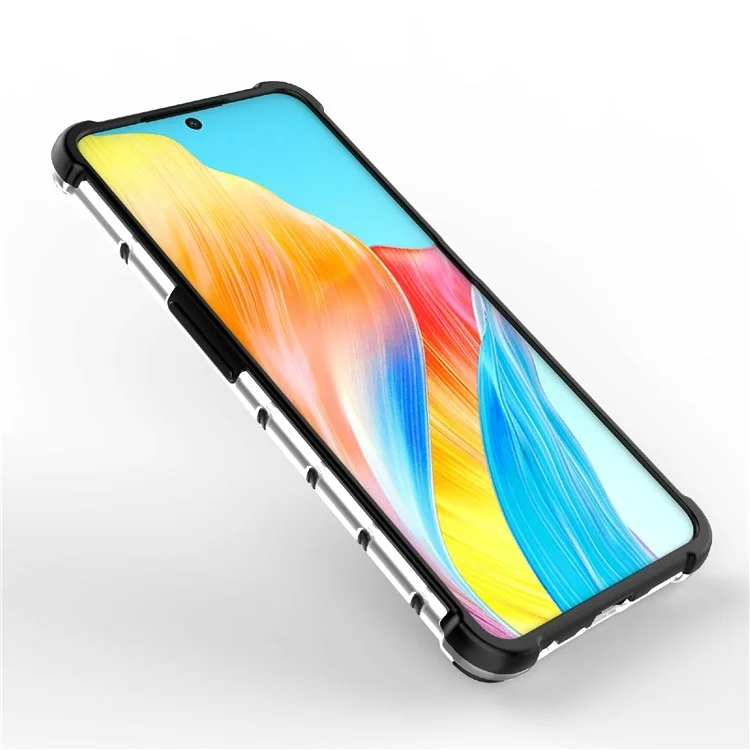 Para Oppo A98 5G Anti-queda Capa de Telefone TPU+PC Textura de Favo de Mel - Cinza