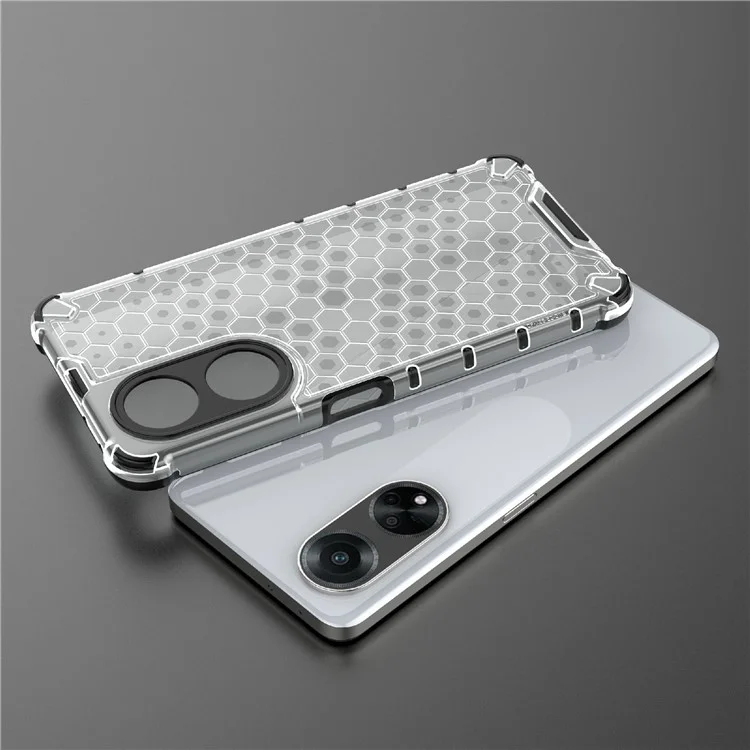 Para Oppo A98 5G Anti-queda Capa de Telefone TPU+PC Textura de Favo de Mel - Cinza