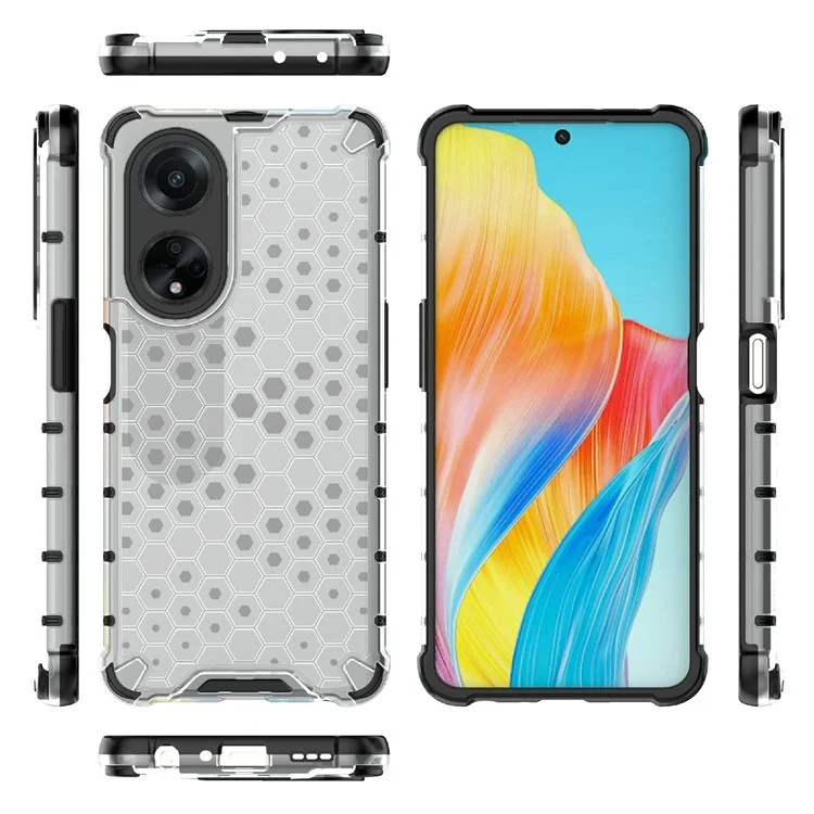 Para Oppo A98 5G Anti-queda Capa de Telefone TPU+PC Textura de Favo de Mel - Cinza