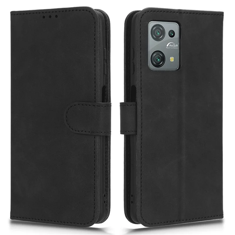 For Blackview Oscal C30 Skin-touch PU Leather Wallet Case Full Protection Stand Phone Cover - Black