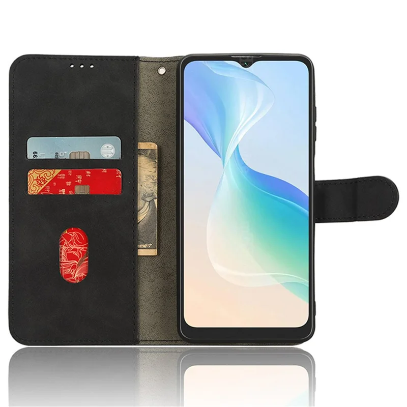 For Blackview Oscal C30 Skin-touch PU Leather Wallet Case Full Protection Stand Phone Cover - Black