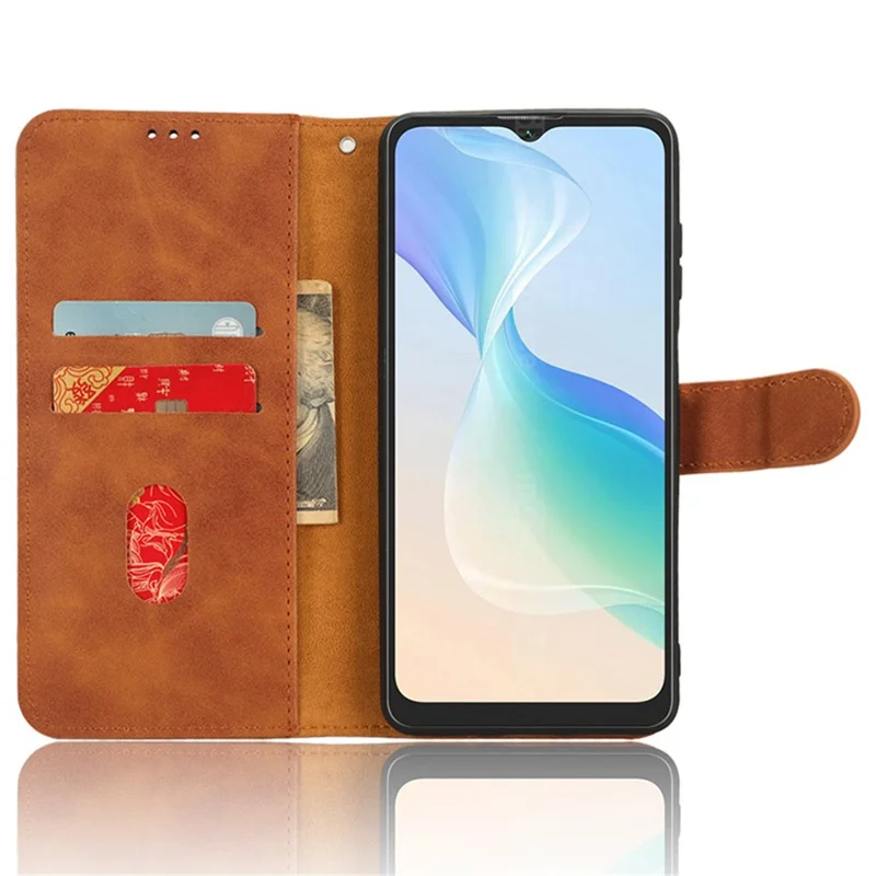 For Blackview Oscal C30 Skin-touch PU Leather Wallet Case Full Protection Stand Phone Cover - Brown