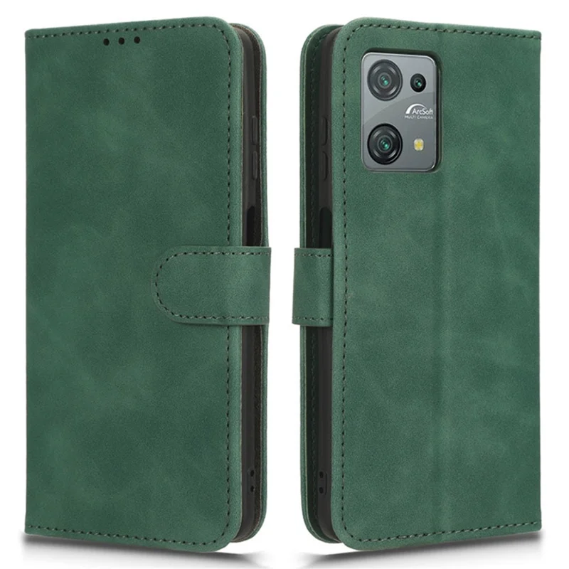 For Blackview Oscal C30 Skin-touch PU Leather Wallet Case Full Protection Stand Phone Cover - Green