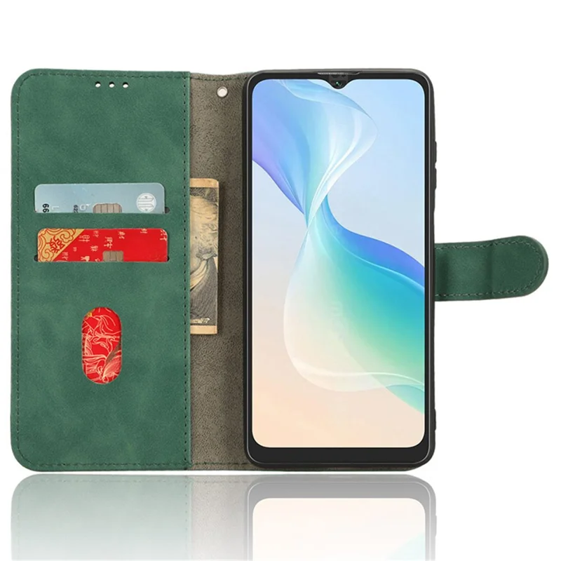 For Blackview Oscal C30 Skin-touch PU Leather Wallet Case Full Protection Stand Phone Cover - Green