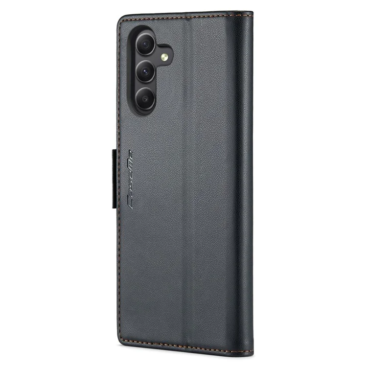 CASEME 023 Serie für Samsung Galaxy A24 4G (162,1 x 77,6 x 8,3 mm) RFID-blockierende Handyhülle Pu-Leder Geldbörse Stand Cover - Schwarz