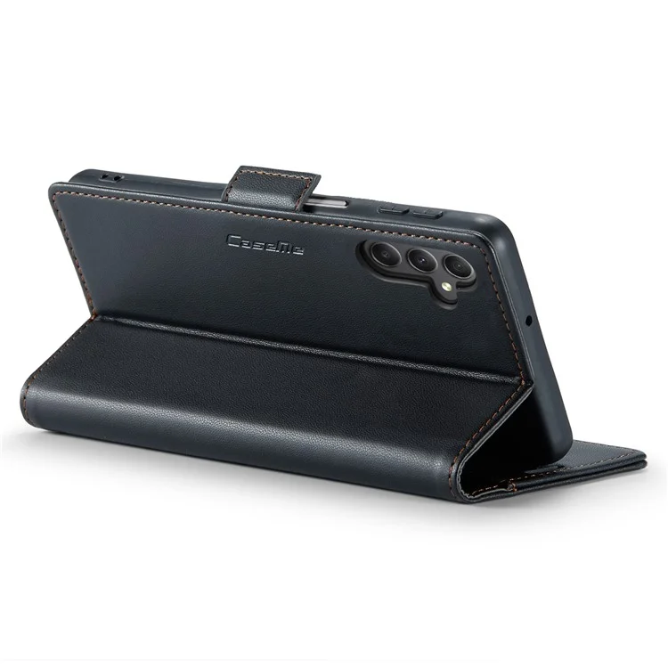 CASEME 023 Serie für Samsung Galaxy A24 4G (162,1 x 77,6 x 8,3 mm) RFID-blockierende Handyhülle Pu-Leder Geldbörse Stand Cover - Schwarz