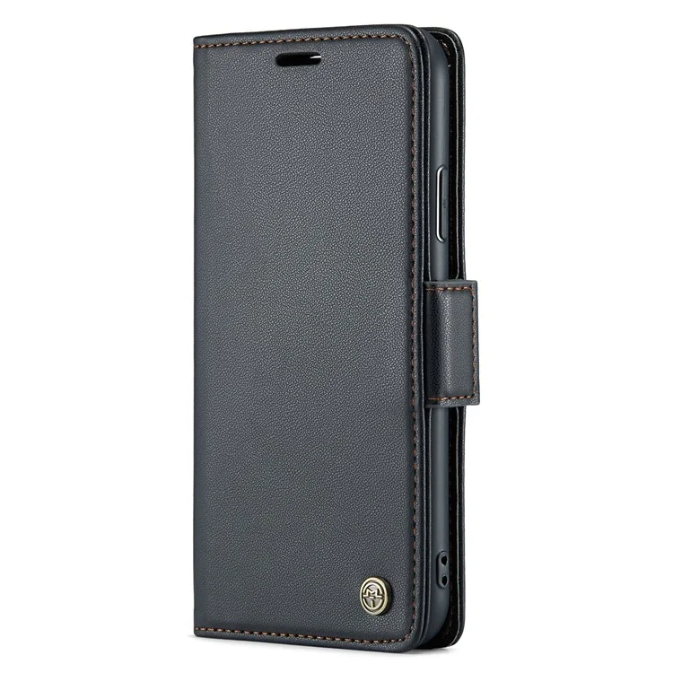 CASEME 023 Series RFID Blocking Leather Case для iPhone XS, кошелек со стоячей функцией, текстура личи, чехол для телефона - черный
