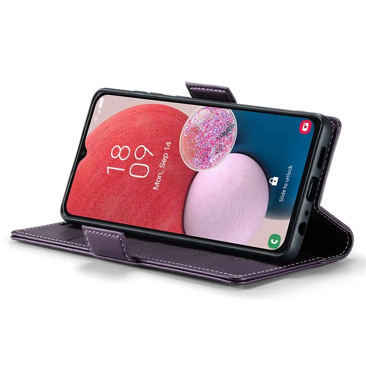 For Samsung Galaxy A13 4G / 5G / A04s 4G / A04 4G / M13 5G Leather Case CASEME 023 RFID Blocking 3 Card Slot Mobile Cover - Purple