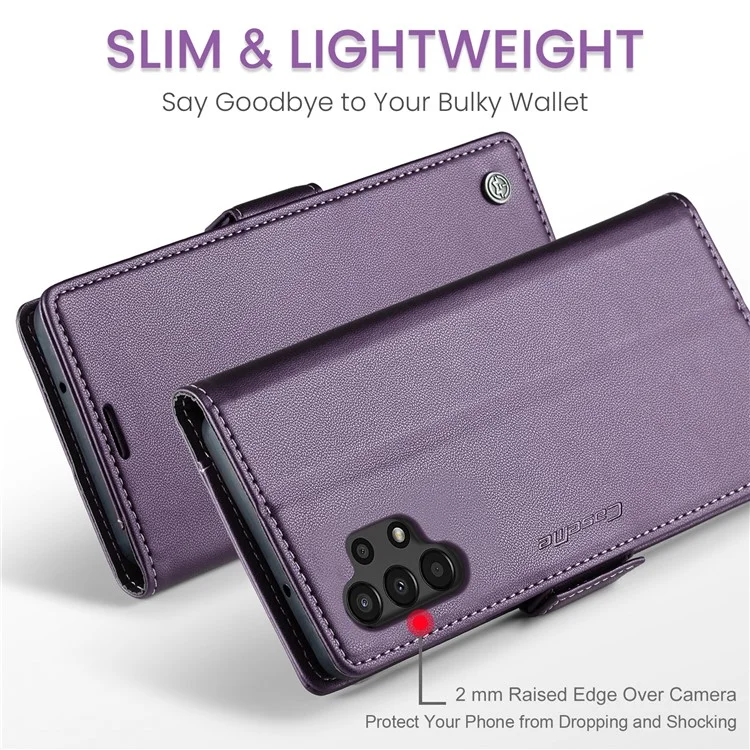 For Samsung Galaxy A13 4G / 5G / A04s 4G / A04 4G / M13 5G Leather Case CASEME 023 RFID Blocking 3 Card Slot Mobile Cover - Purple