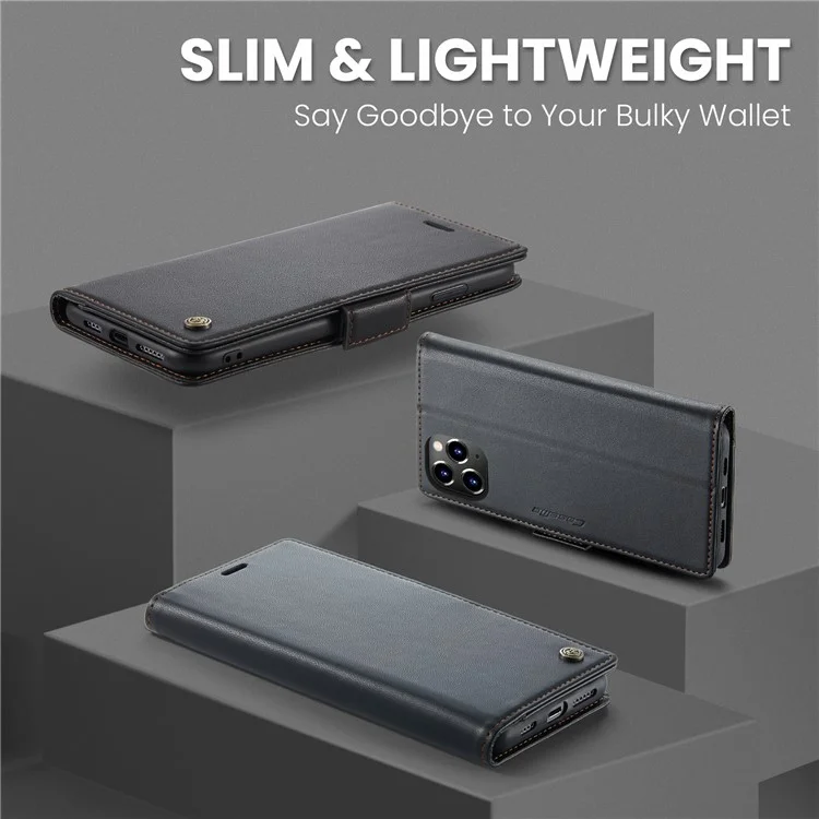 CASEME 023 Series Stand Leather Phone Case for iPhone 11 Pro , RFID Blocking Litchi Texture Wallet Cover - Black