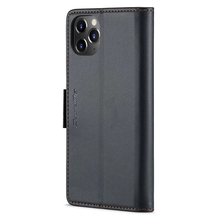 Caseme 023 Serie Stand Case de Teléfono de Cuero Para Iphone 11 Pro, Bloqueo de RFID Litchi Texture Wallet Cover - Negro