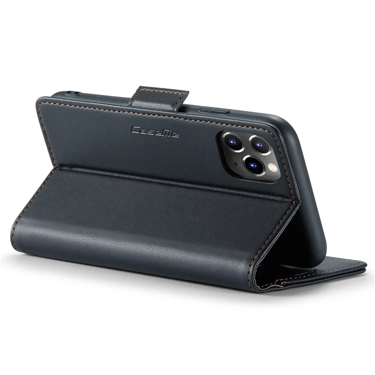 CASEME 023 Series Stand Leather Phone Case for iPhone 11 Pro , RFID Blocking Litchi Texture Wallet Cover - Black