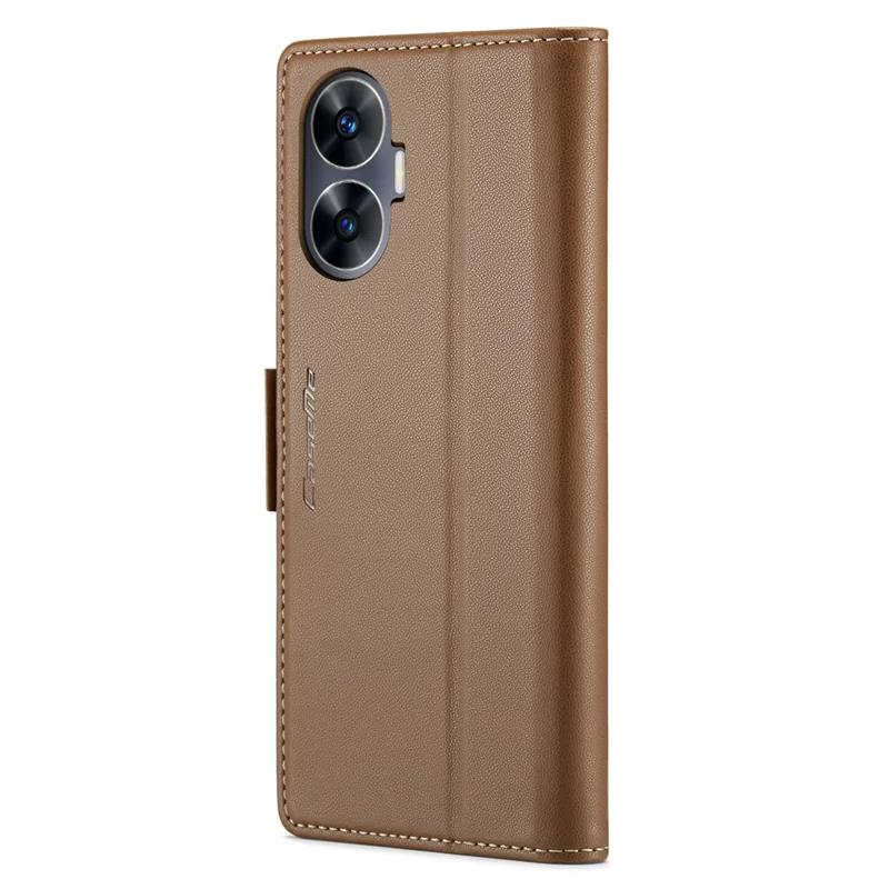 For Realme C55 4G Leather Case CASEME 023 RFID Blocking 3 Card Slot Mobile Cover - Brown
