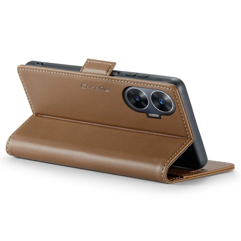 For Realme C55 4G Leather Case CASEME 023 RFID Blocking 3 Card Slot Mobile Cover - Brown