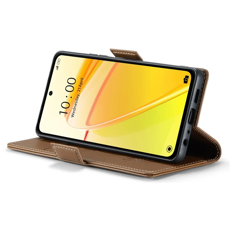 For Realme C55 4G Leather Case CASEME 023 RFID Blocking 3 Card Slot Mobile Cover - Brown