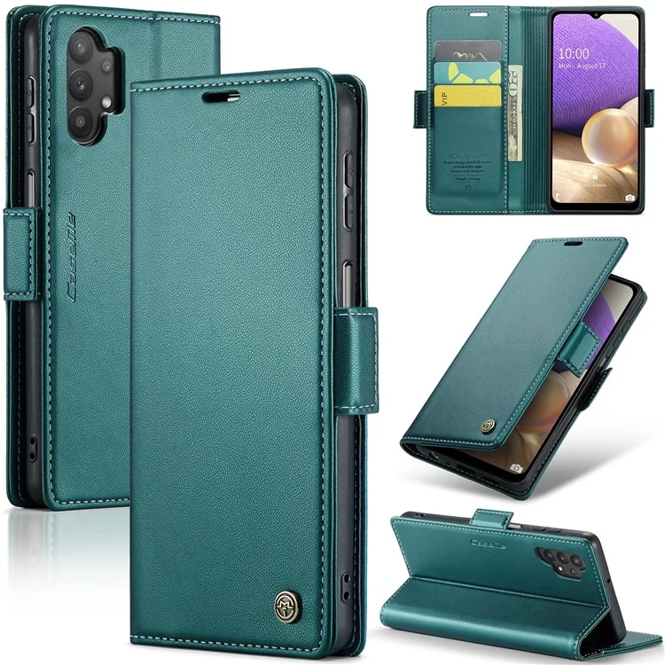 CASEME 023 Série pour Samsung Galaxy A32 5G / M32 5G Portefeuille de protection RFID Étui en cuir PU Support pour téléphone - Vert