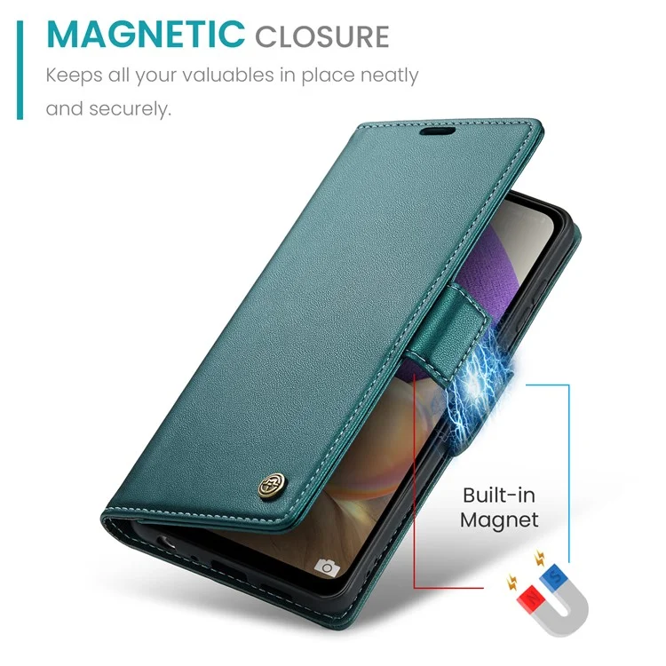 CASEME 023 Série pour Samsung Galaxy A32 5G / M32 5G Portefeuille de protection RFID Étui en cuir PU Support pour téléphone - Vert