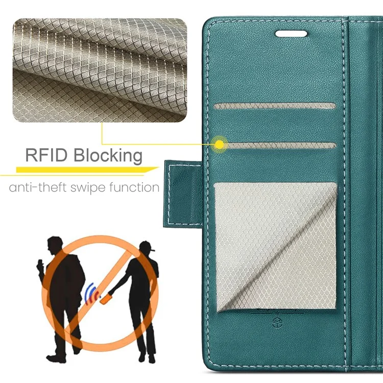 CASEME 023 Série pour Samsung Galaxy A32 5G / M32 5G Portefeuille de protection RFID Étui en cuir PU Support pour téléphone - Vert