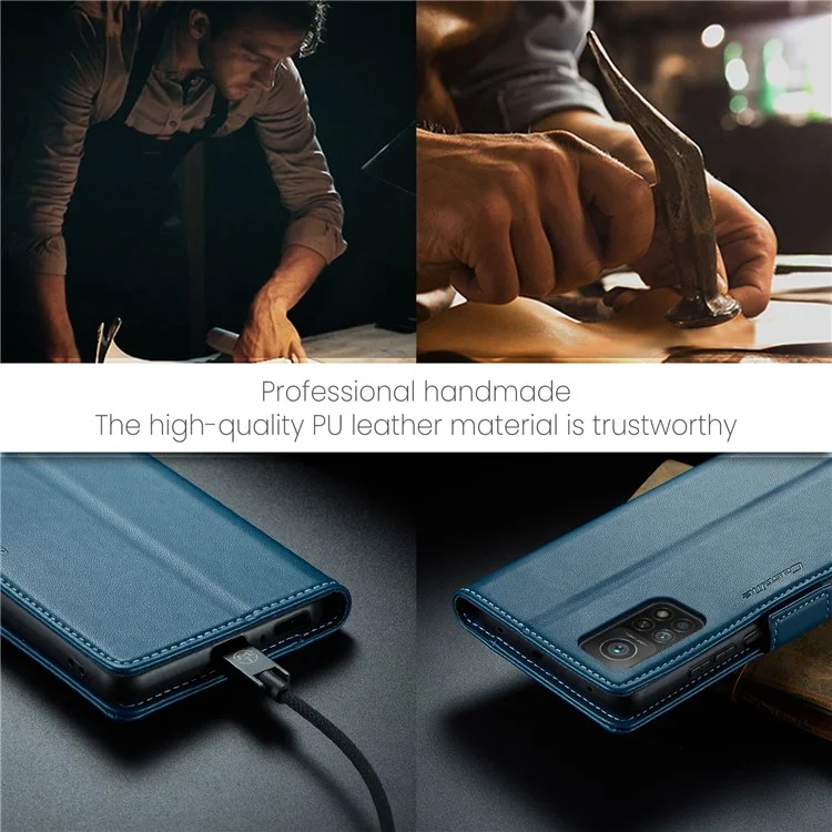 CASEME 023 Série Pour Xiaomi Mi 10T 5G / Mi 10T Pro 5G / Redmi K30S Étui Portefeuille en Cuir PU Bloquant RFID avec Support - Bleu