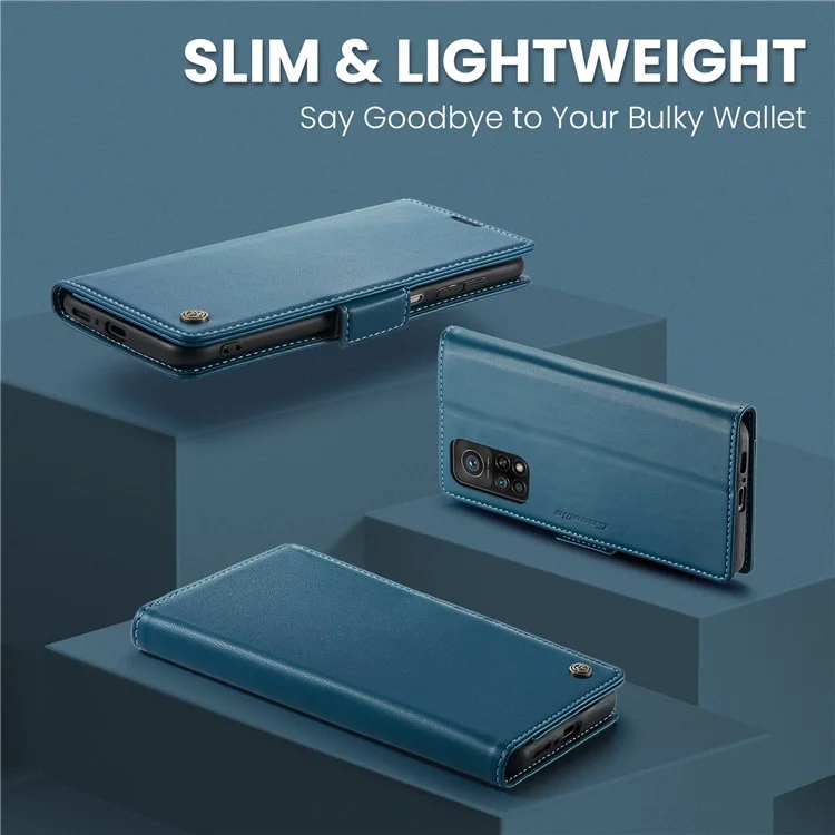 CASEME 023 Série Pour Xiaomi Mi 10T 5G / Mi 10T Pro 5G / Redmi K30S Étui Portefeuille en Cuir PU Bloquant RFID avec Support - Bleu
