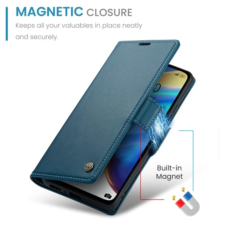 CASEME 023 Série Pour Xiaomi Mi 10T 5G / Mi 10T Pro 5G / Redmi K30S Étui Portefeuille en Cuir PU Bloquant RFID avec Support - Bleu