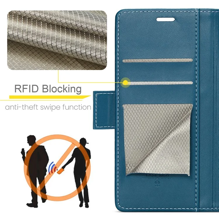 CASEME 023 Série Pour Xiaomi Mi 10T 5G / Mi 10T Pro 5G / Redmi K30S Étui Portefeuille en Cuir PU Bloquant RFID avec Support - Bleu