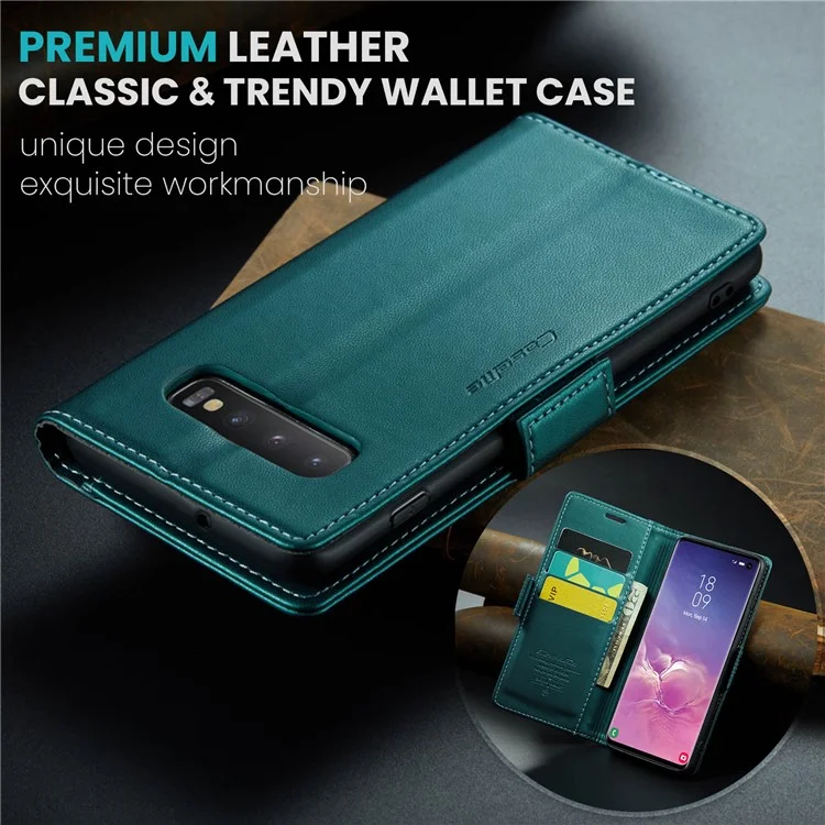 CASEME 023 Series для Samsung Galaxy S10 PU Кожаный чехол с RFID-блокировкой Бумажник Подставка Чехол для телефона - Зеленый