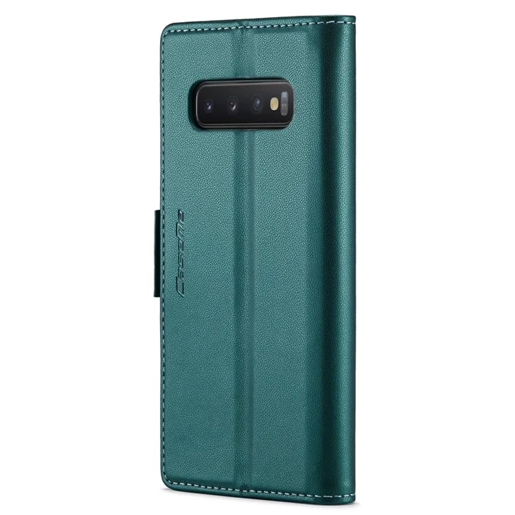 CASEME 023 Series для Samsung Galaxy S10 PU Кожаный чехол с RFID-блокировкой Бумажник Подставка Чехол для телефона - Зеленый