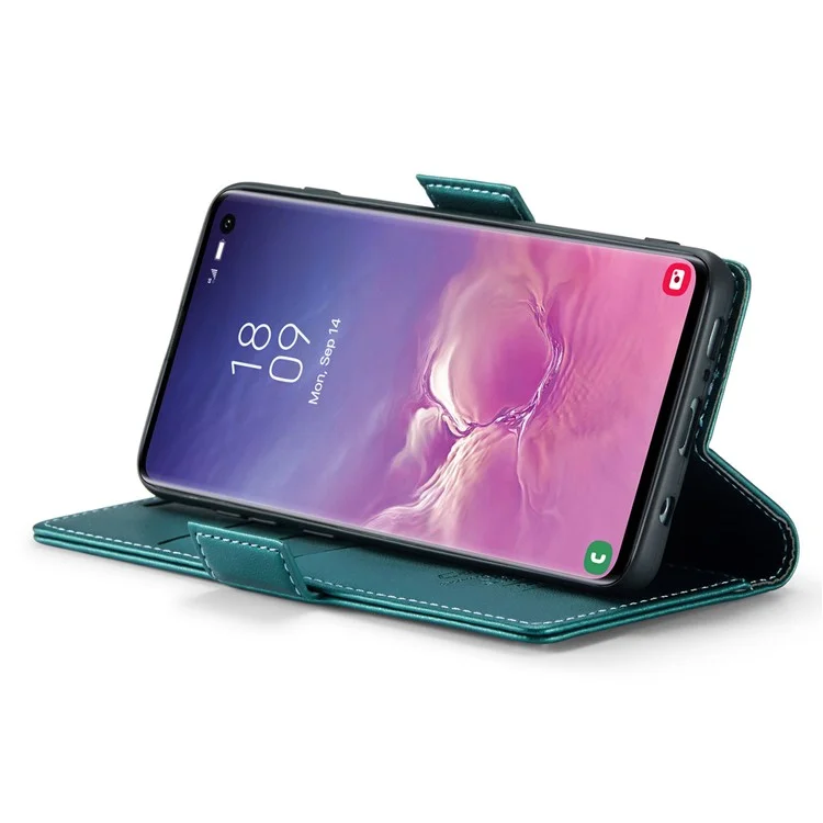CASEME 023 Series для Samsung Galaxy S10 PU Кожаный чехол с RFID-блокировкой Бумажник Подставка Чехол для телефона - Зеленый