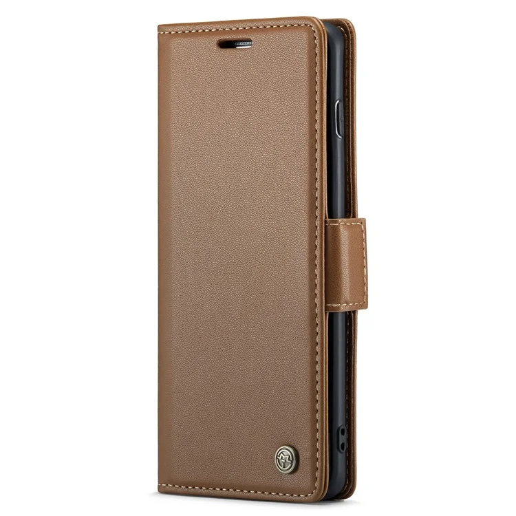 For Samsung Galaxy S10 Leather Case CASEME 023 RFID Blocking 3 Card Slot Mobile Cover - Brown