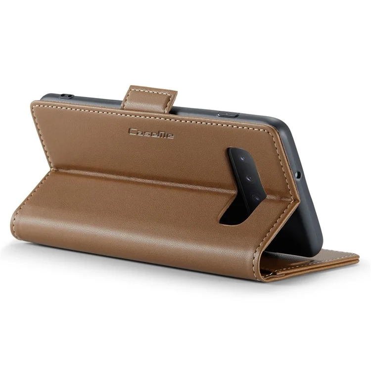 For Samsung Galaxy S10 Leather Case CASEME 023 RFID Blocking 3 Card Slot Mobile Cover - Brown