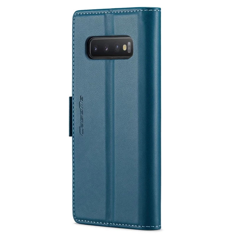 For Samsung Galaxy S10 Leather Case CASEME 023 RFID Blocking 3 Card Slot Mobile Cover - Blue