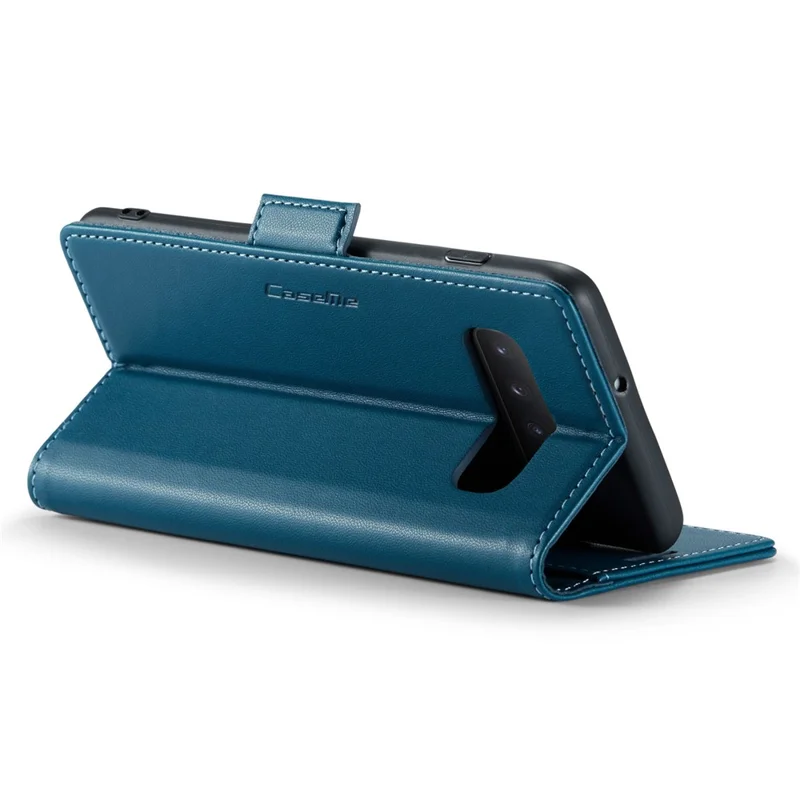 For Samsung Galaxy S10 Leather Case CASEME 023 RFID Blocking 3 Card Slot Mobile Cover - Blue