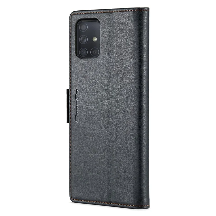 For Samsung Galaxy A71 4G SM-A715 Leather Case CASEME 023 RFID Blocking 3 Card Slot Mobile Cover - Black