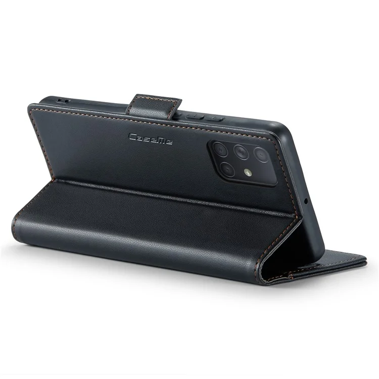 For Samsung Galaxy A71 4G SM-A715 Leather Case CASEME 023 RFID Blocking 3 Card Slot Mobile Cover - Black