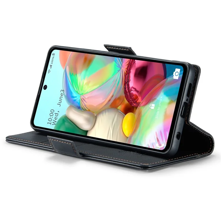 For Samsung Galaxy A71 4G SM-A715 Leather Case CASEME 023 RFID Blocking 3 Card Slot Mobile Cover - Black