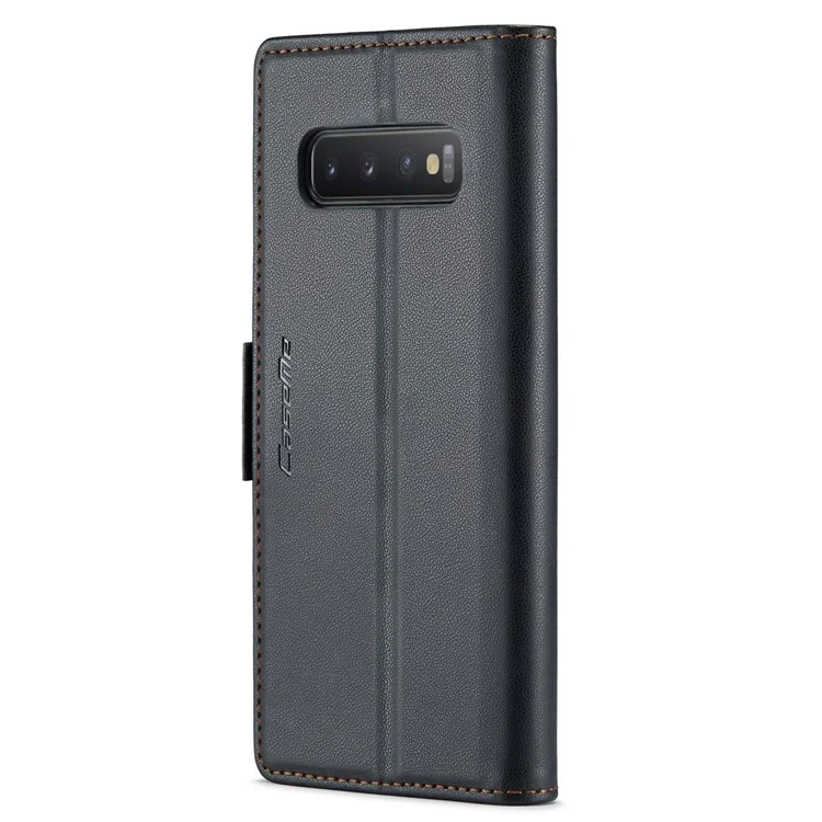 For Samsung Galaxy S10 Plus Leather Case CASEME 023 RFID Blocking 3 Card Slot Mobile Cover - Black