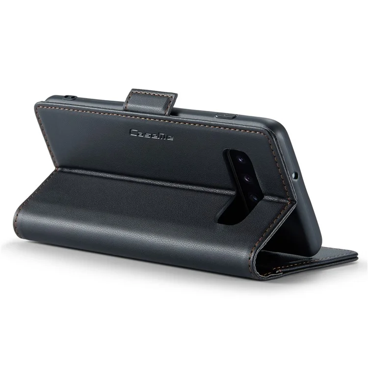 For Samsung Galaxy S10 Plus Leather Case CASEME 023 RFID Blocking 3 Card Slot Mobile Cover - Black