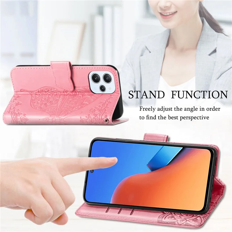 Pour Xiaomi Redmi 12 4G Étui portefeuille en cuir PU avec motif papillon - Violet