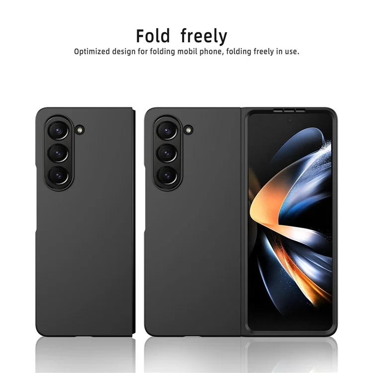 Per Samsung Galaxy Z Fold5 5G Slim PC Phone Case Rubberized Anti-Scratch Shockproof Cover - Black